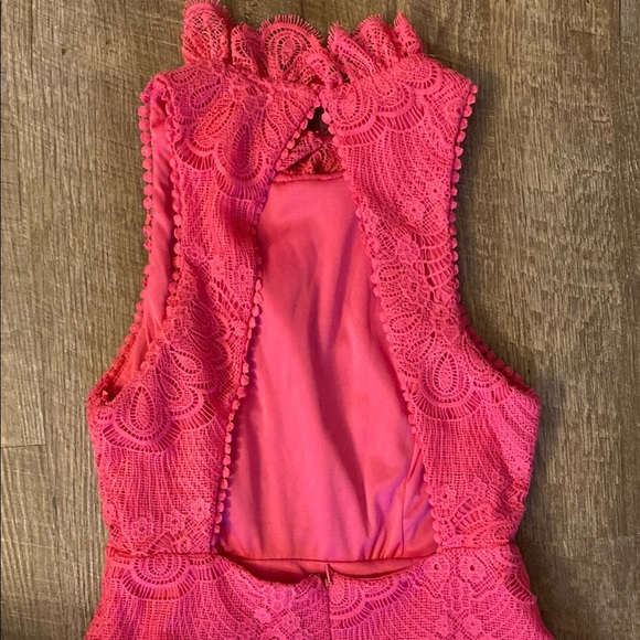 NWT Do+Be Pink Lace High Neck Open Back Dress Size M - Picture 10 of 11